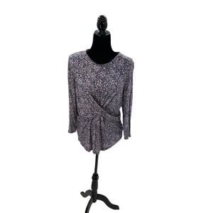 Juice Couture Women's Long-Sleeve Navy/Pink Blouse Large